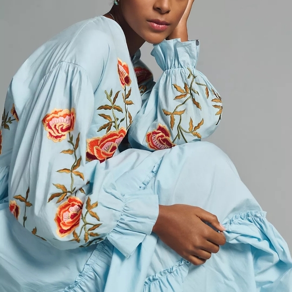 Samant Chauhan Tiered Embroidered Dress size M NWT - Picture 3 of 10